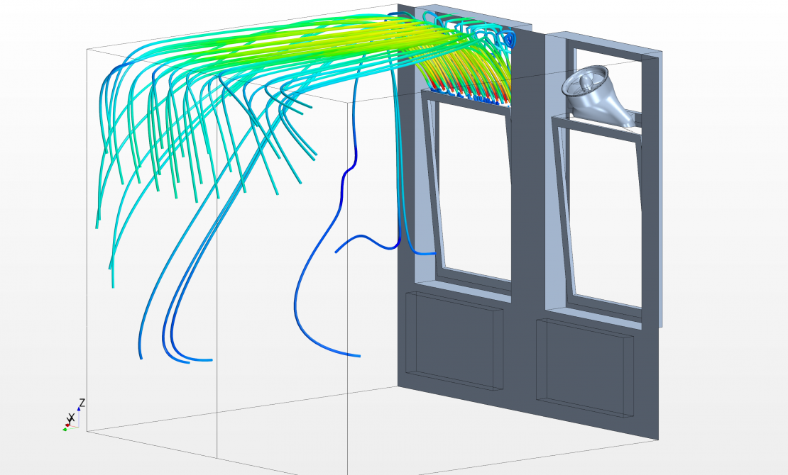 Zuluftströmung mit seitlicher Spaltdichtung