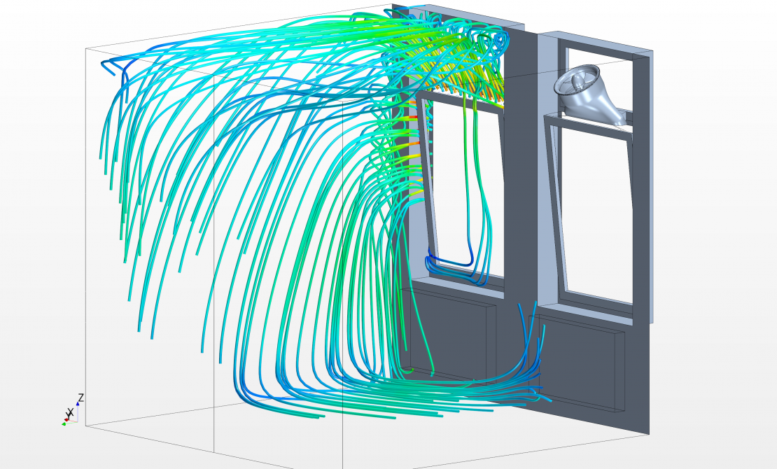 Zuluftströmung ohne seitliche Spaltdichtung